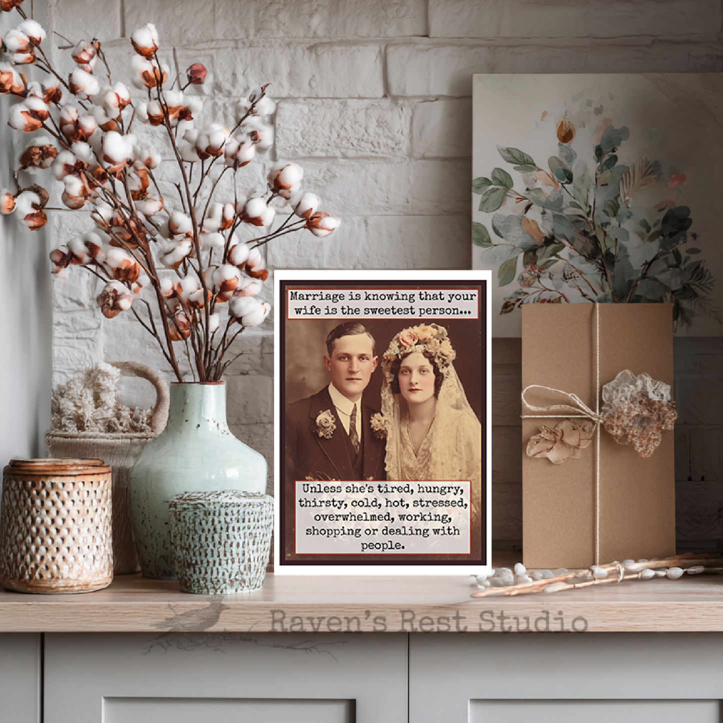 Funny Wedding Card. Marriage Is Knowing... Vintage Style.