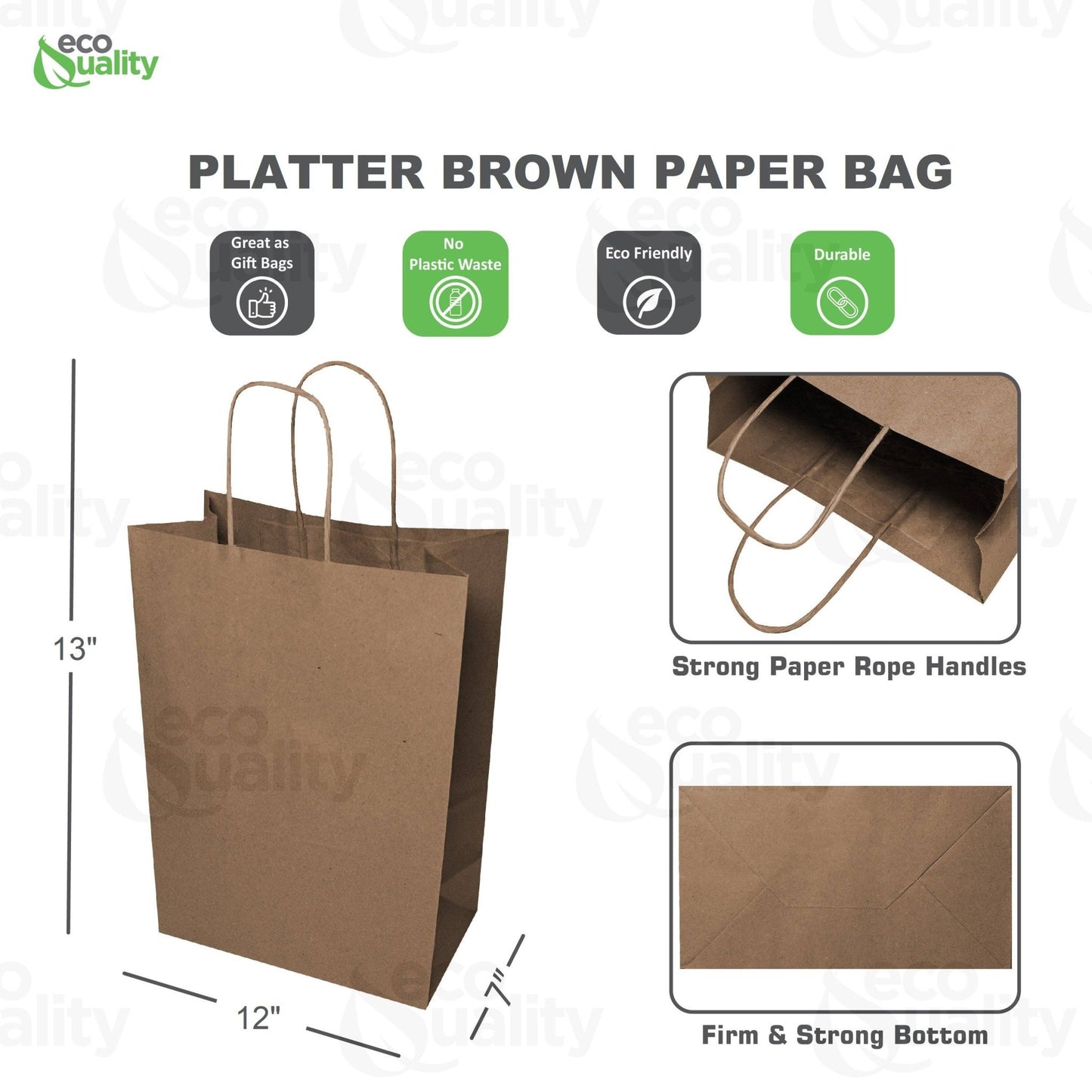 12x7x13 Large Kraft Paper Gift Bags w/Twine Handles: 25pcs - The Regal Find