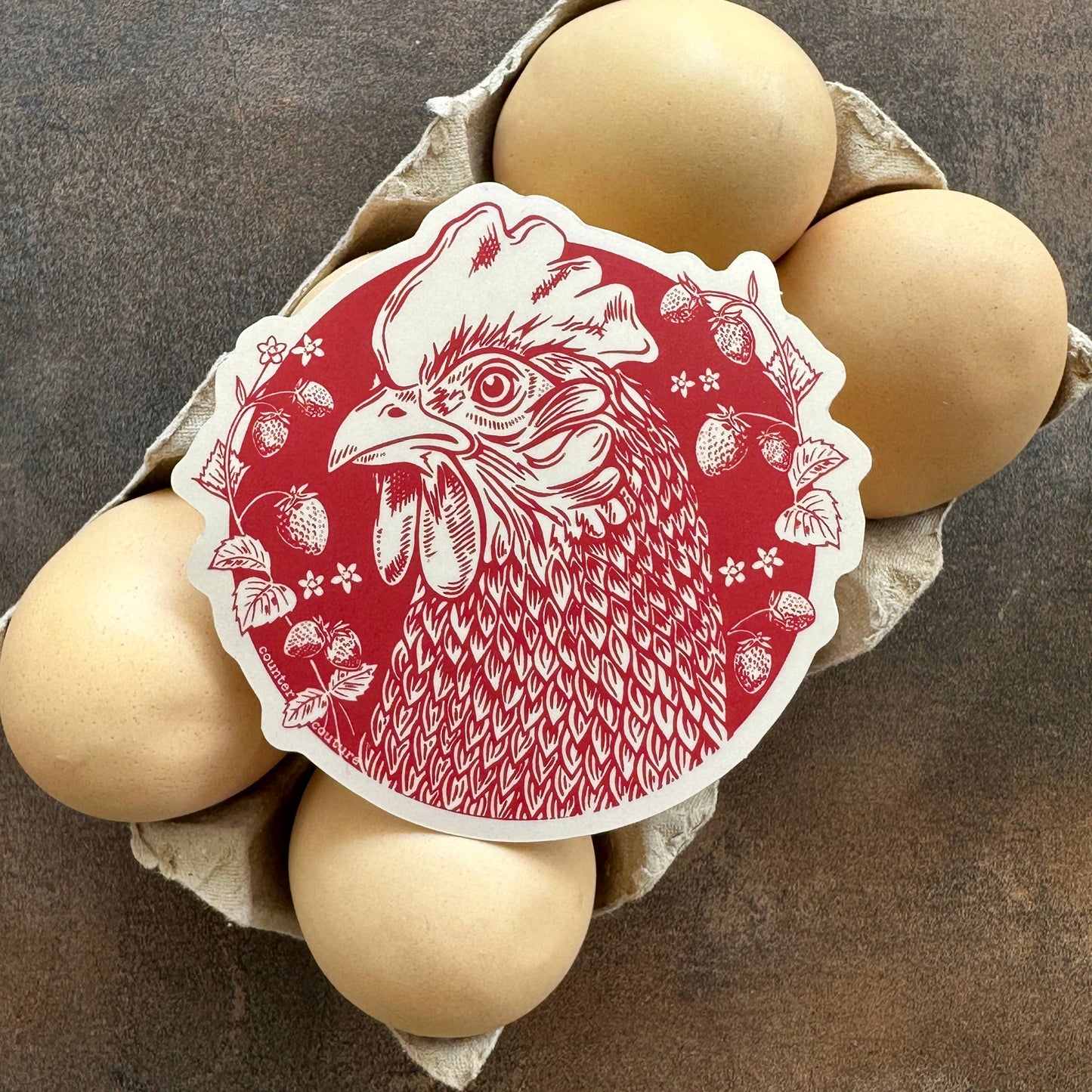 Chicken + Berries Sticker | Farm Animal | Decals | Gifts