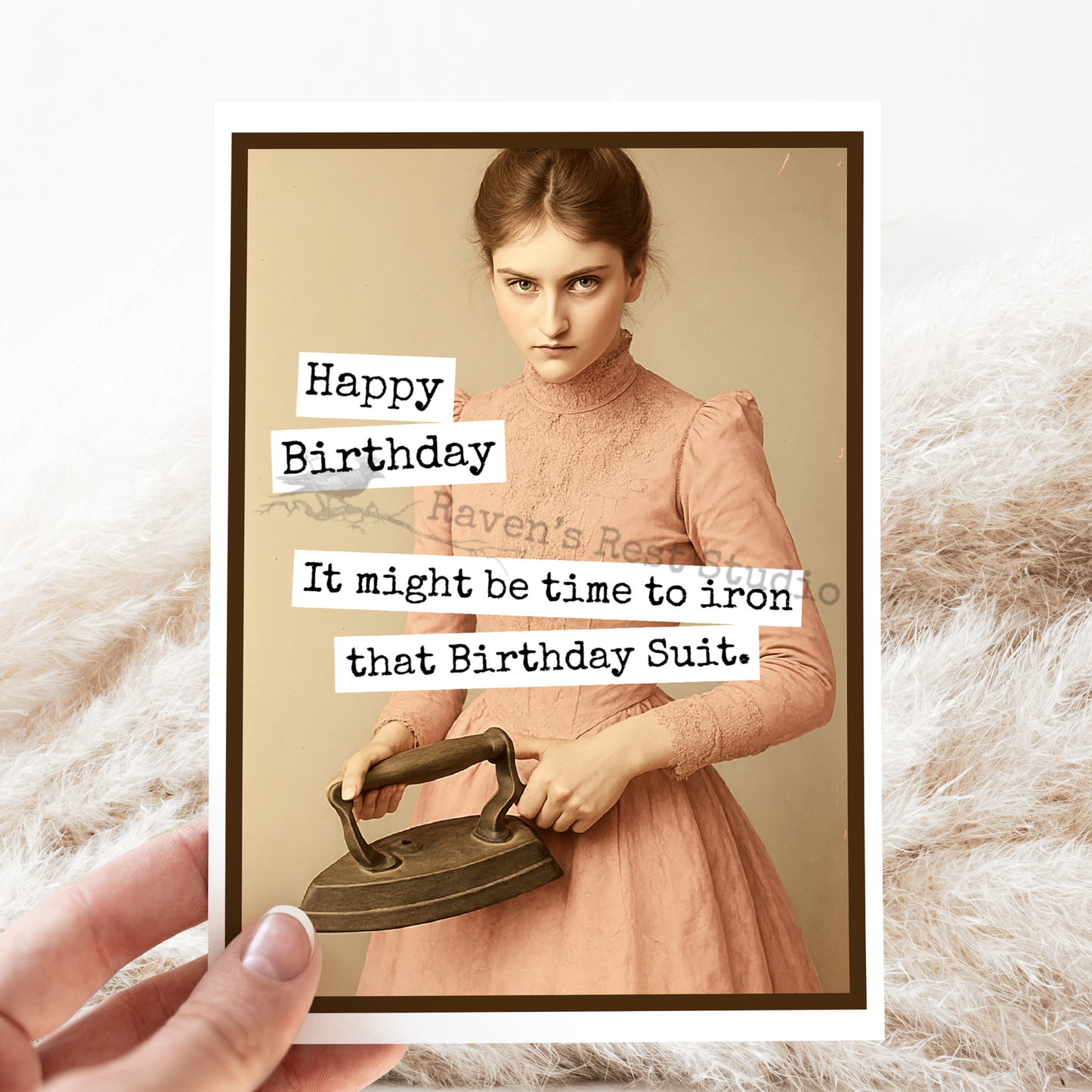 Funny Birthday Card. Time To Iron That Birthday Suit.