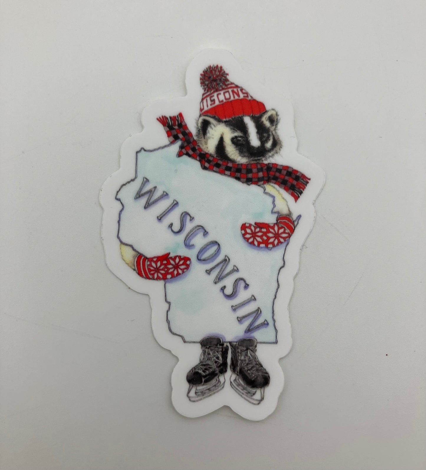 Winter Badger Hugging WI Sticker