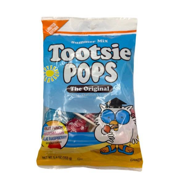 Mr. Owl's Tootsie Pops Summer Mix,5.4oz Peg Bag,72ct Shipper
