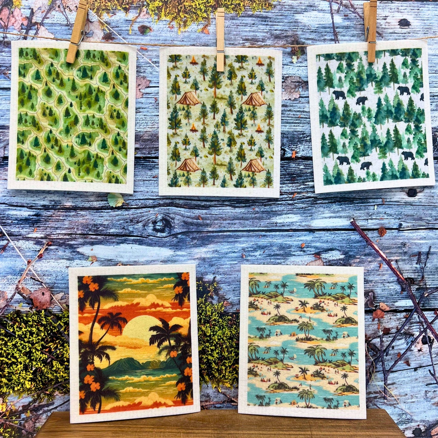 Black Bear In The Forest Swedish Dishcloths- Camping