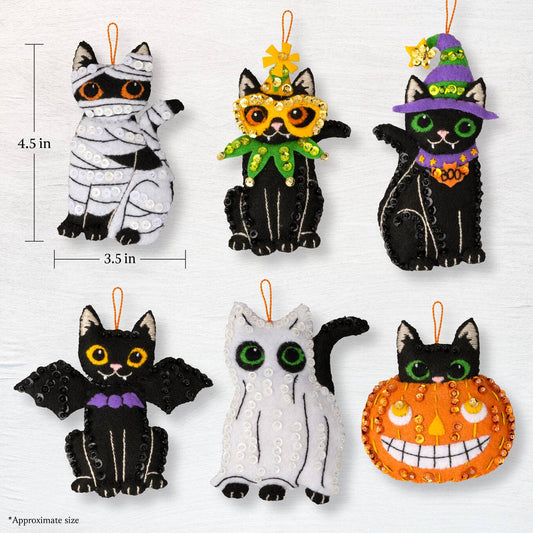Bucilla Purrfectly Spooky Felt Ornament Kit - Set of 6