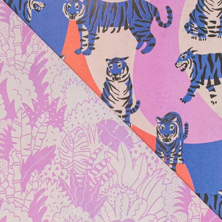 Blue Tigers • Double - Sided • Everyday Eco Wrapping Paper - The Regal Find