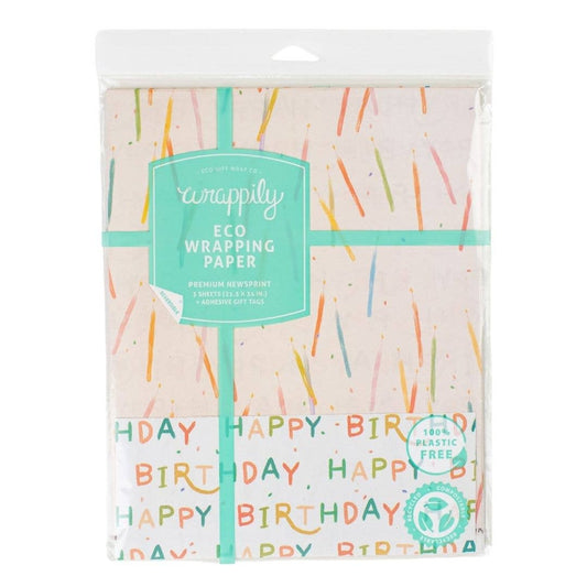 Candles/ Happy Birthday • Double - Sided Eco Wrapping Paper - The Regal Find