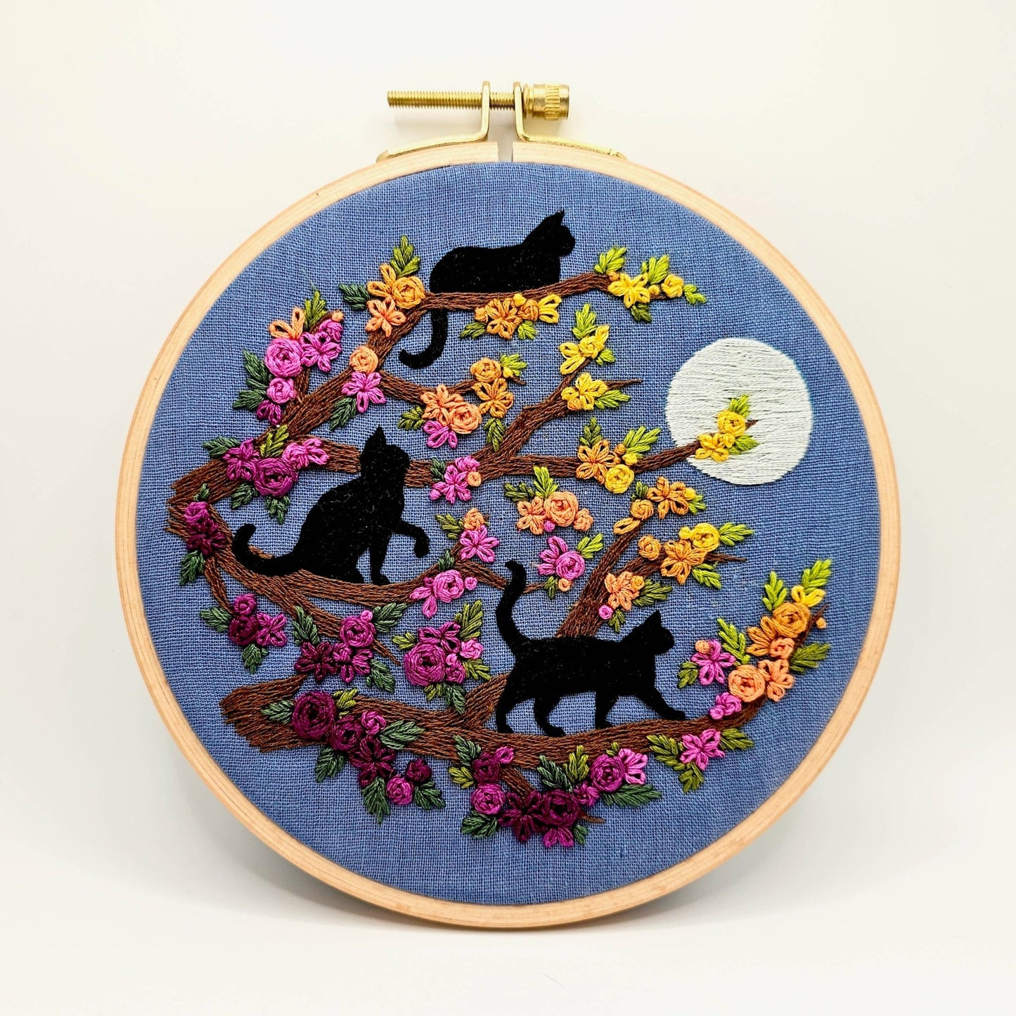 Cats & Full Moon Embroidery Kit: Black Cats - The Regal Find