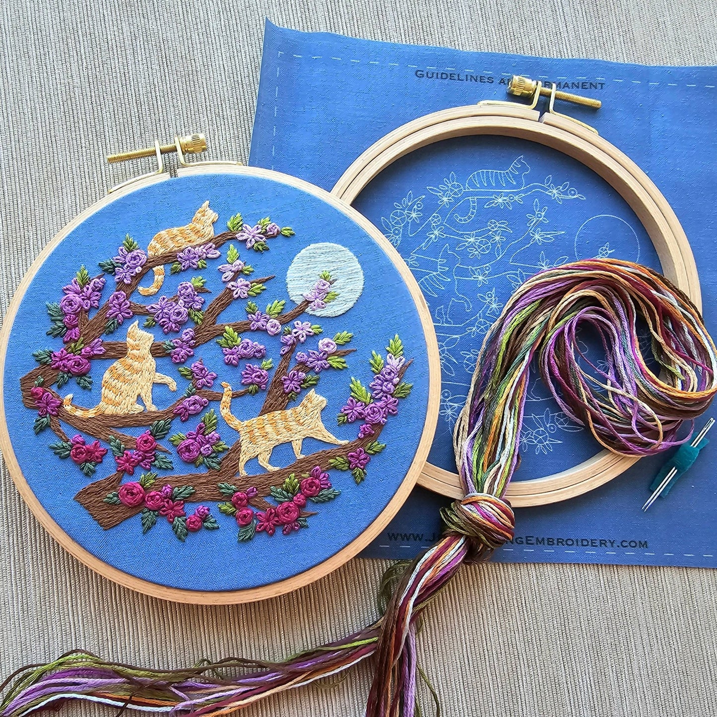 Cats & Full Moon Embroidery Kit: Black Cats - The Regal Find