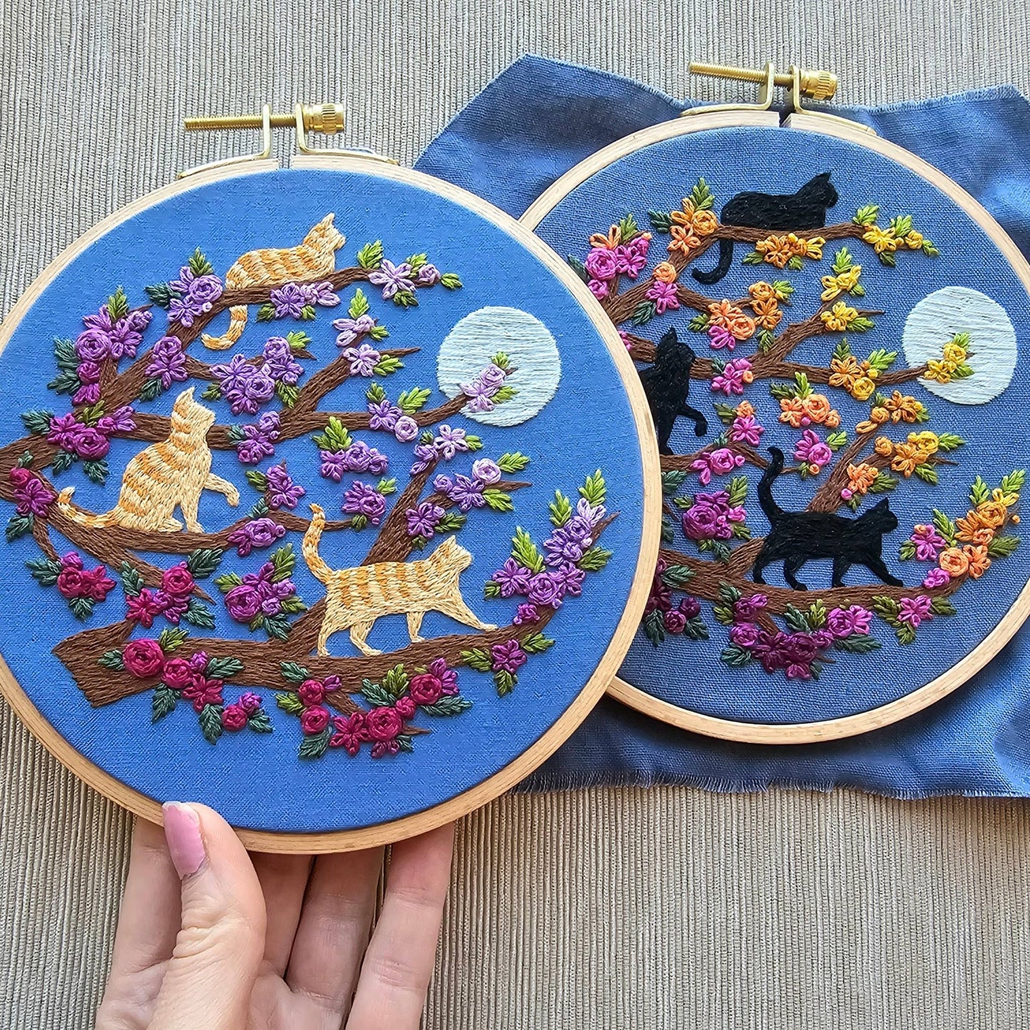 Cats & Full Moon Embroidery Kit: Black Cats - The Regal Find