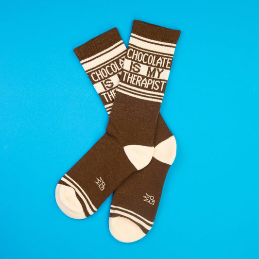 Chocolate Is My Therapist Gym Crew Socks - The Regal Find
