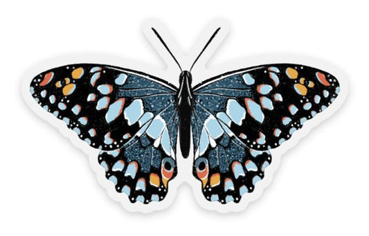Clear Blue Speckled Butterfly Sticker, 2.5x1.5in - The Regal Find