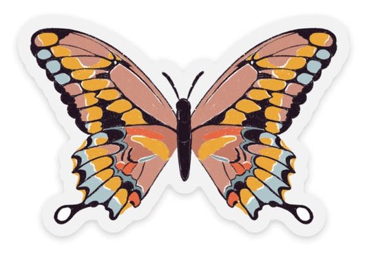 Clear Pink Swallowtail Butterfly Sticker, 3x2in - The Regal Find