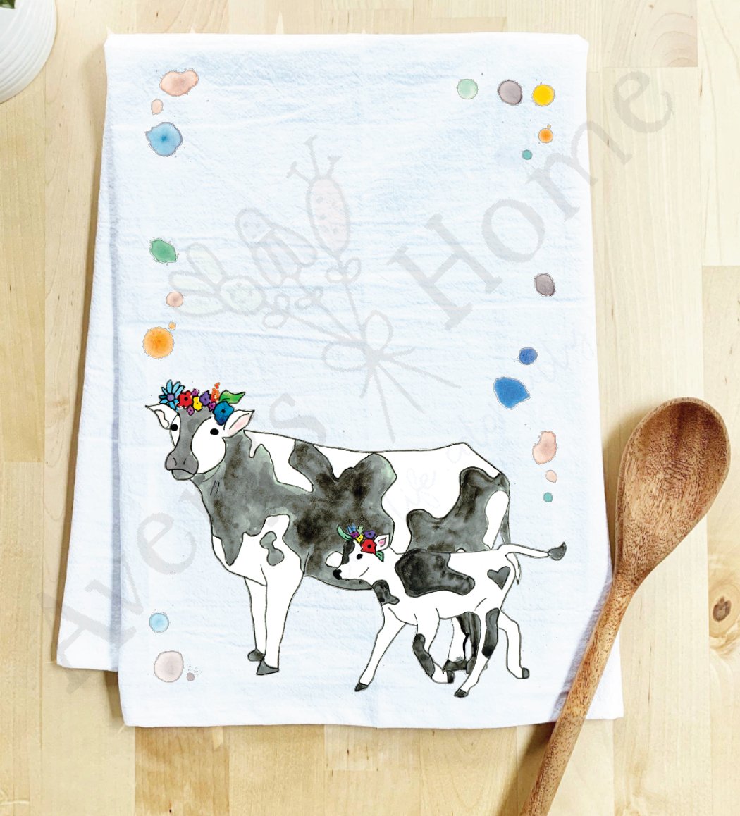 Cow Mom & Baby Farm Life Country Kitchen Towel - The Regal Find
