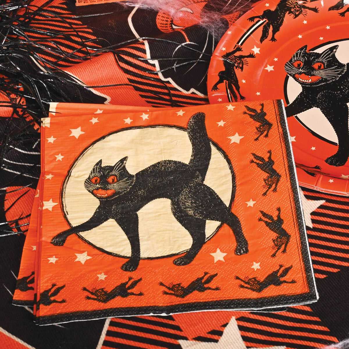 Vintage Halloween Black Cat Luncheon Napkins, Pack of 16