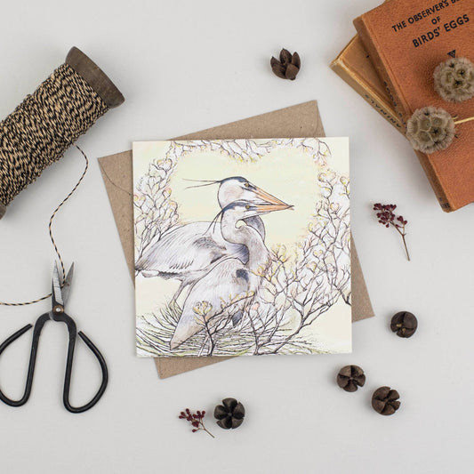 Herons in Nest Greeting Card - The Regal Find