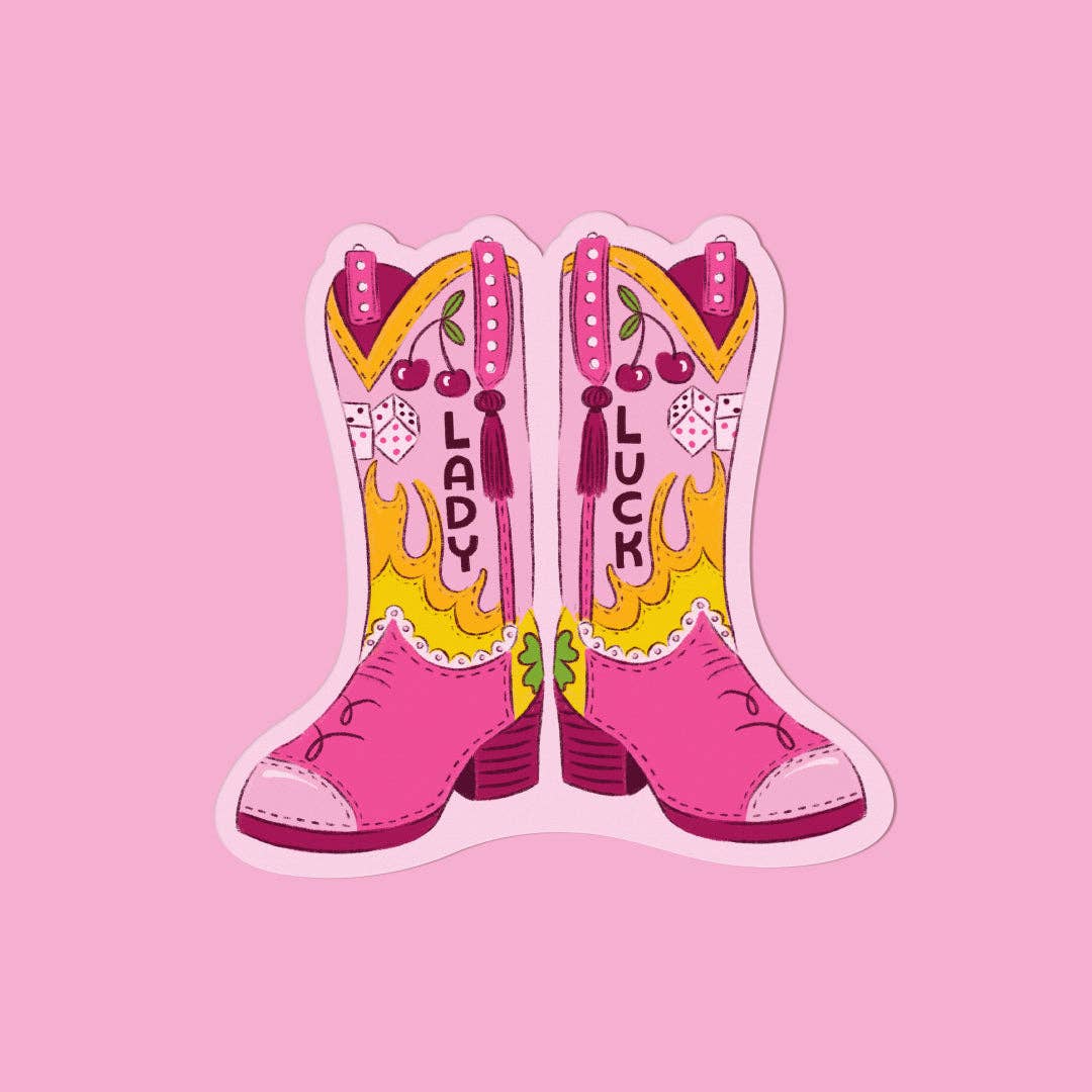 Lady Luck Las Vegas Cowboy Boots Vinyl Sticker - The Regal Find