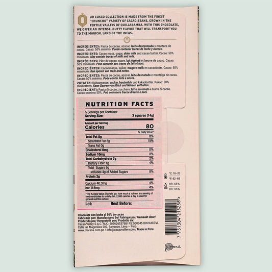 MaranĂ¡ Milk Chocolate Bar Cusco 50% (Peruvian Chocolate) - The Regal Find