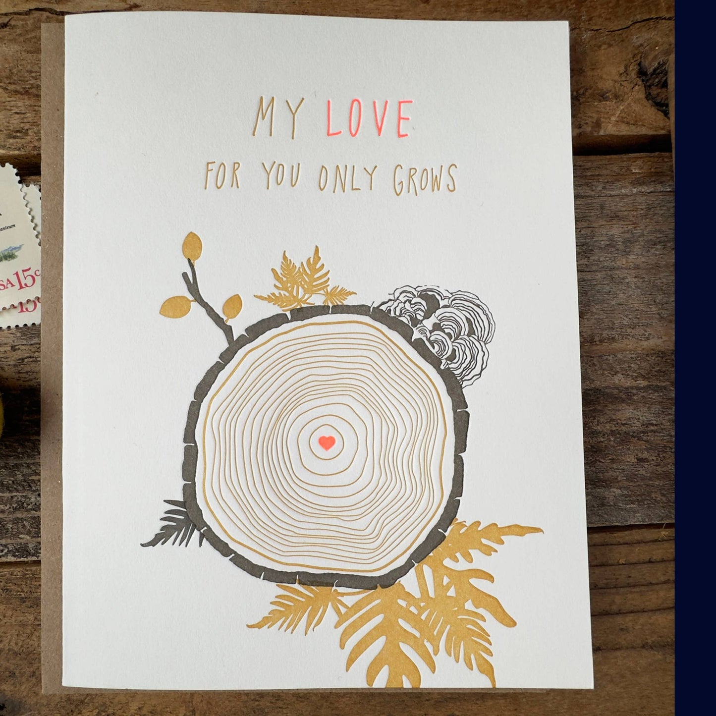 My Love Only Grows Love Valentine Love Letterpress Card - The Regal Find