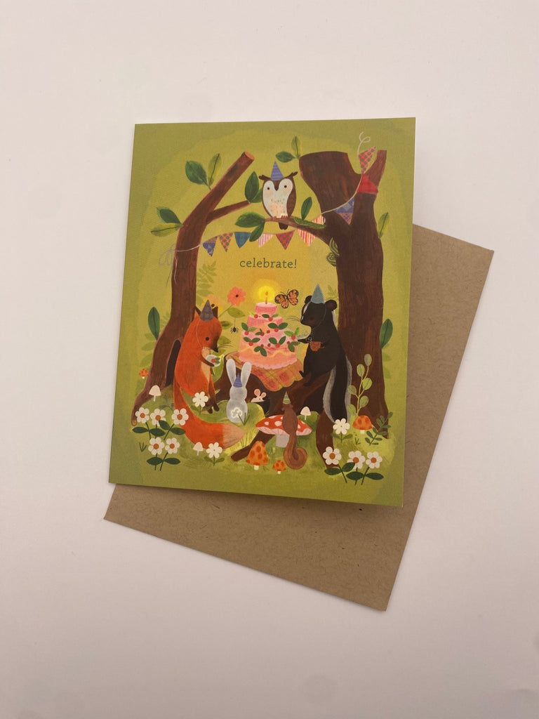 NO SRP - Skunk & Friends Birthday Card: Card with Envelope and Cello Jacket - The Regal Find