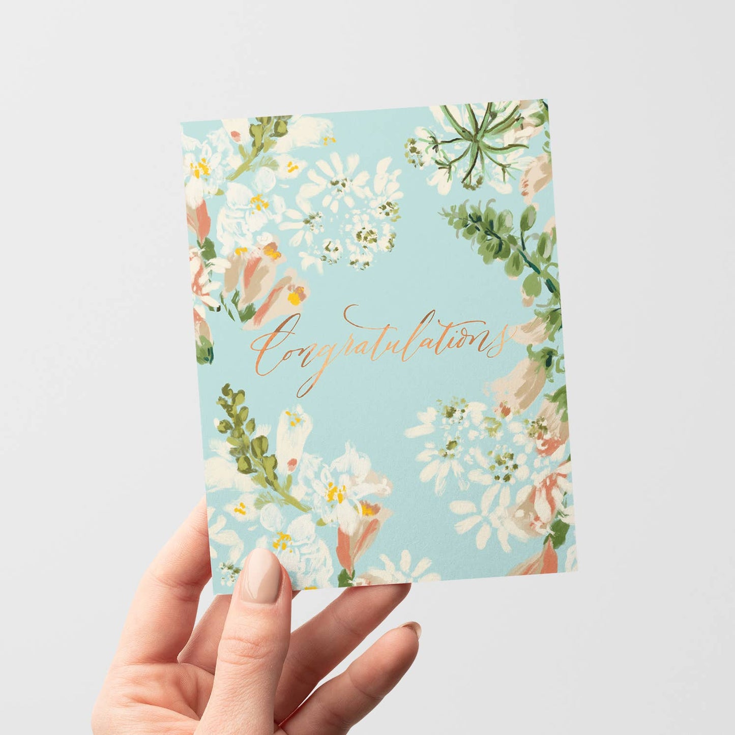 Sky Floral Congratulations A2 Folded Card - The Regal Find
