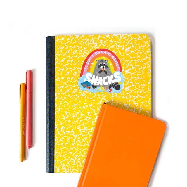 All Day I Dream About Snacks Raccoon Vinyl Diecut Sticker - The Regal Find