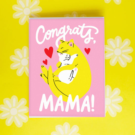 Congrats Mama Cat A2 Single Greeting Card - The Regal Find