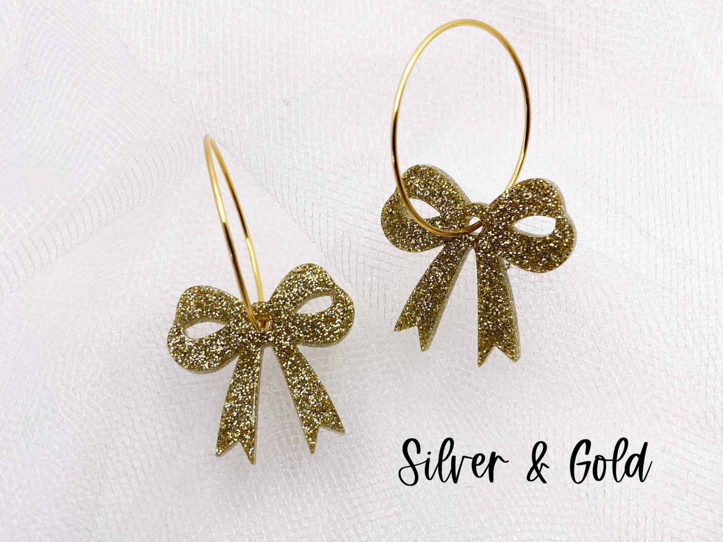 Fun Holiday Bow Hoops Earrings: Holiday Party / Gold Hoops - The Regal Find