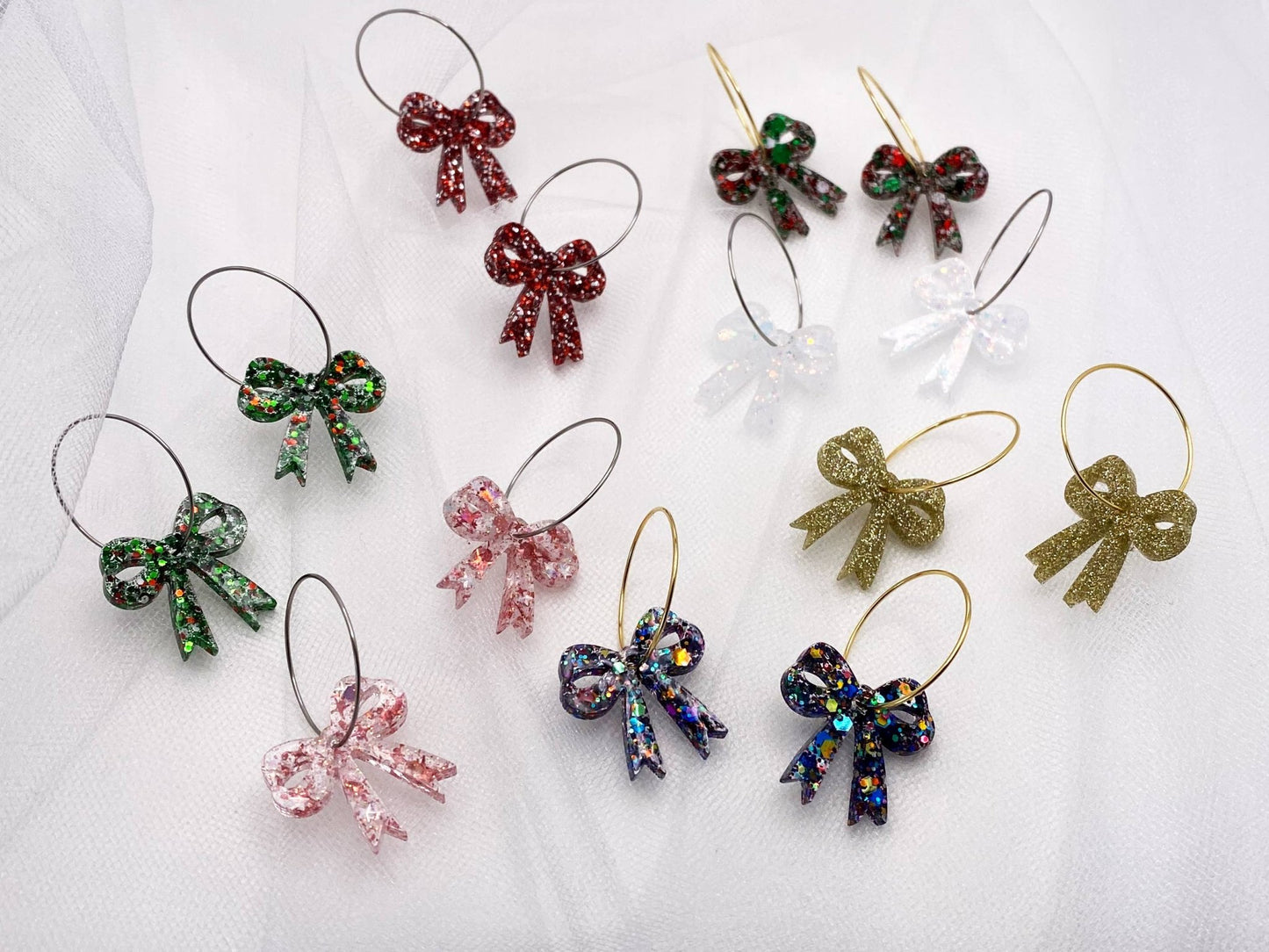 Fun Holiday Bow Hoops Earrings: Holiday Party / Gold Hoops - The Regal Find