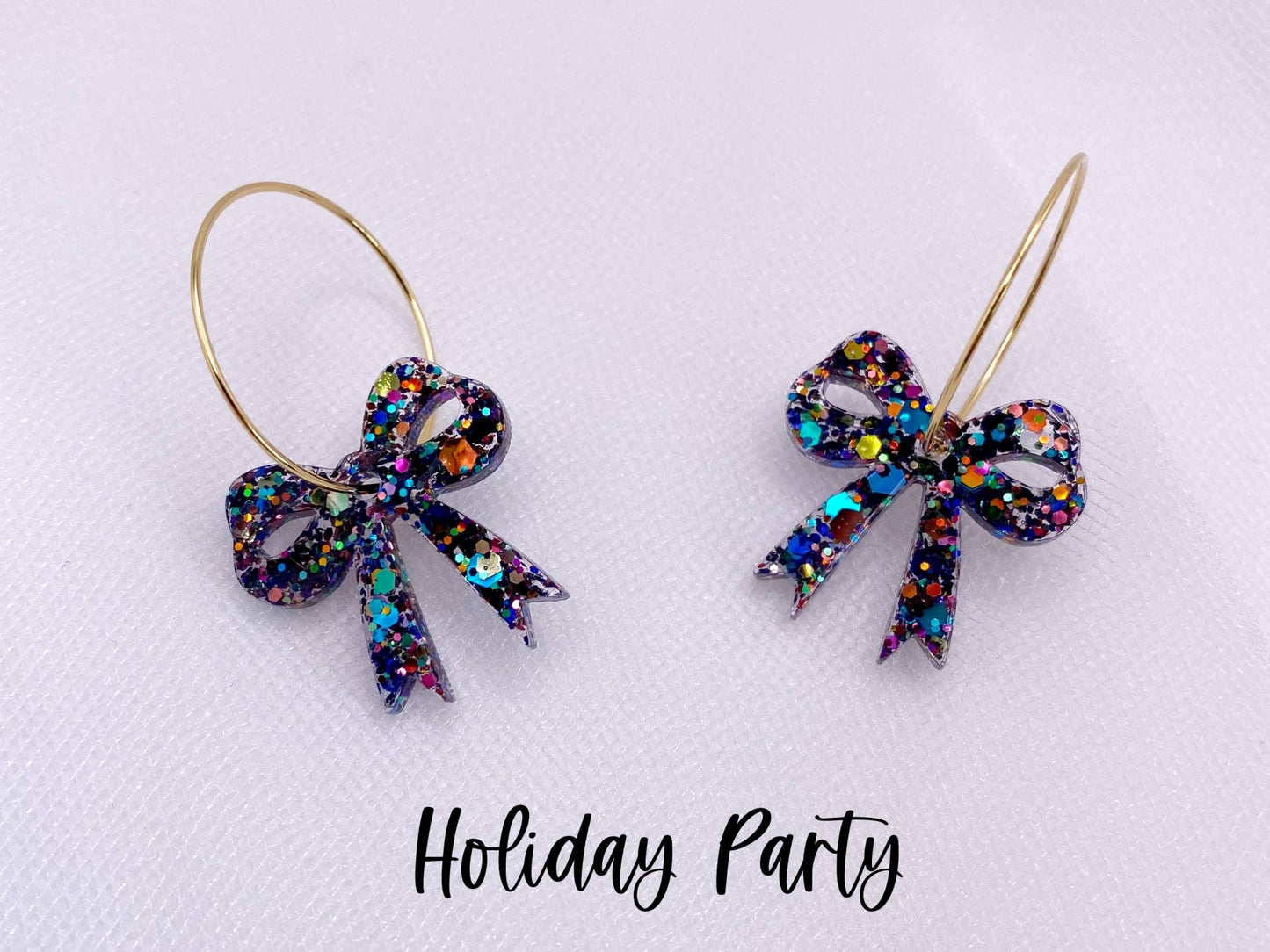 Fun Holiday Bow Hoops Earrings: Holiday Party / Gold Hoops - The Regal Find