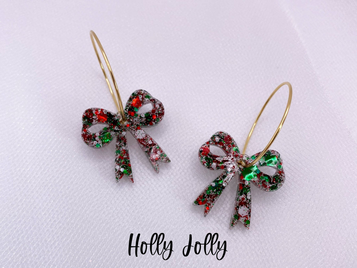Fun Holiday Bow Hoops Earrings: Holiday Party / Gold Hoops - The Regal Find
