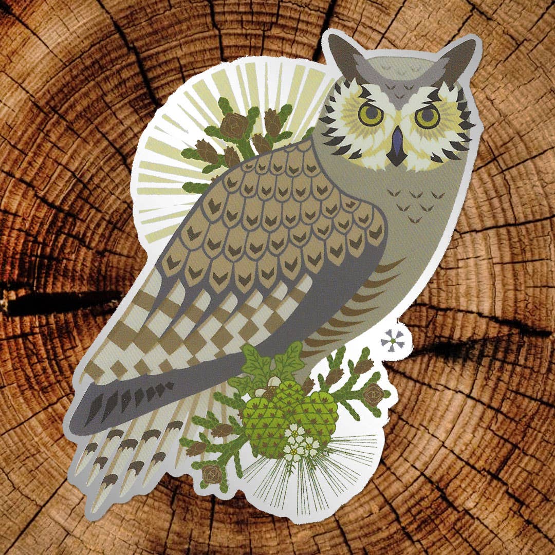 Great-Horned Owl Matte Mirror PVC-Free Sticker - The Regal Find