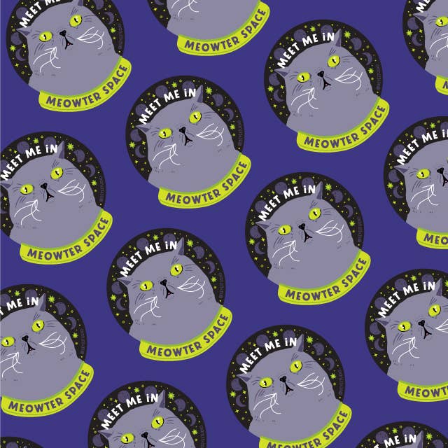 Meet Me in Meowter Space Holographic Vinyl Sticker - The Regal Find