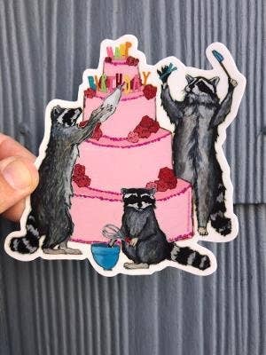 Raccoon Cake Sticker! - The Regal Find
