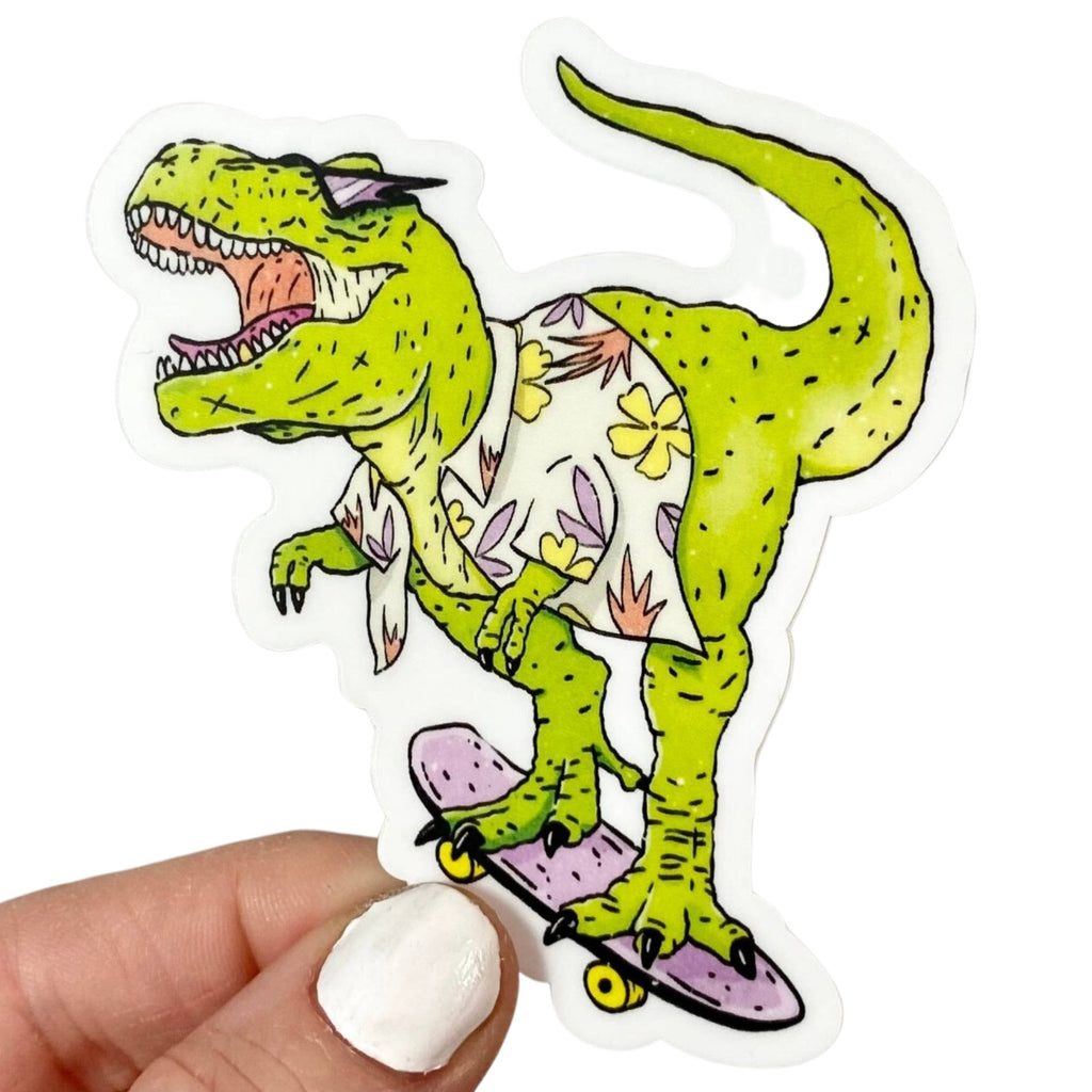 Rad Skateboard T-Rex Dinosaur Sticker - The Regal Find