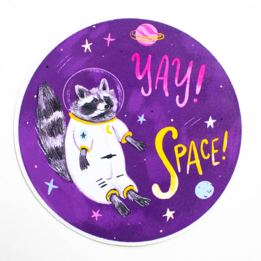Yay! Space! Raccoon Vinyl Sticker - The Regal Find
