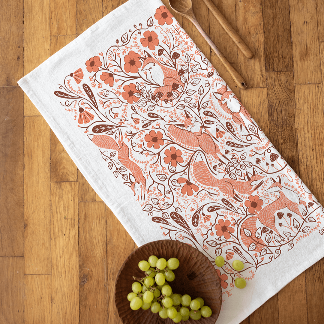 Forest Foxes Tea Towel