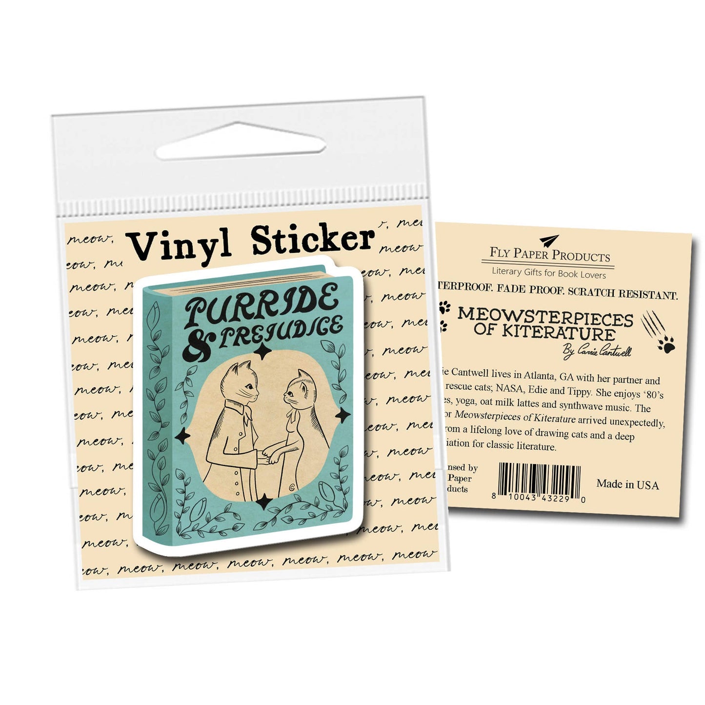 Purride and Prejudice Cat Pun Vinyl Sticker Decal  : Unpackaged (Loose)