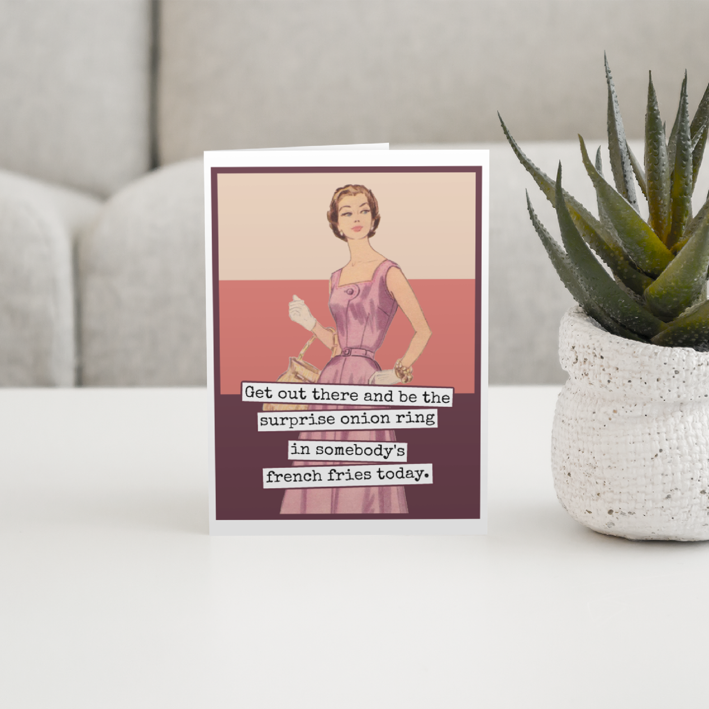 Funny Greeting Card. Be Someone's Onion Ring. Vintage Style.