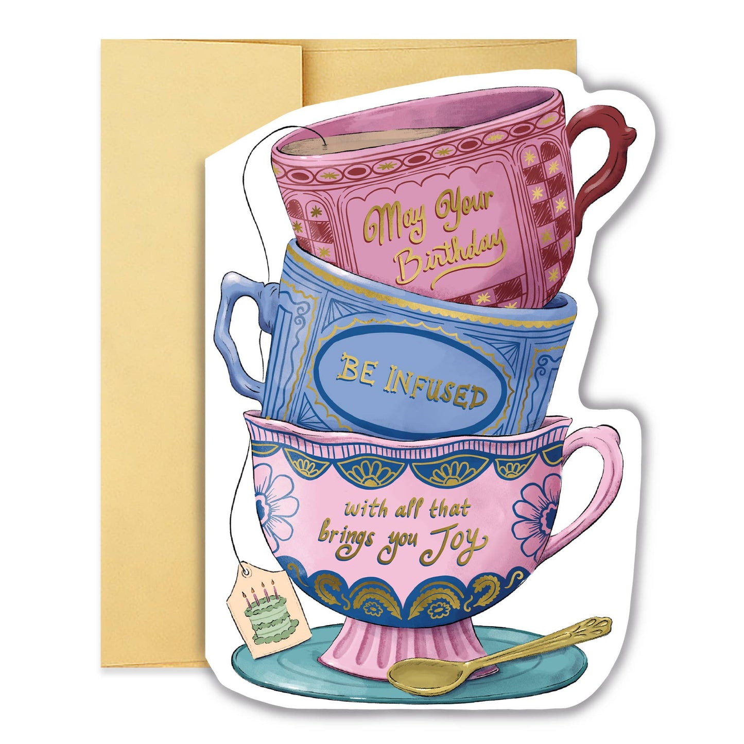Infused Birthday Teacup Stack Diecut Card