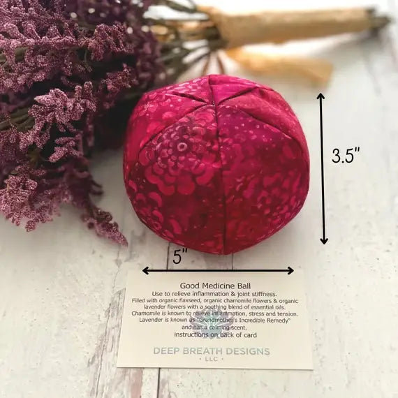 MASSAGE BALL stress relief, Good Medicine Ball, hot/cold: Reds / Essential Oil Blend