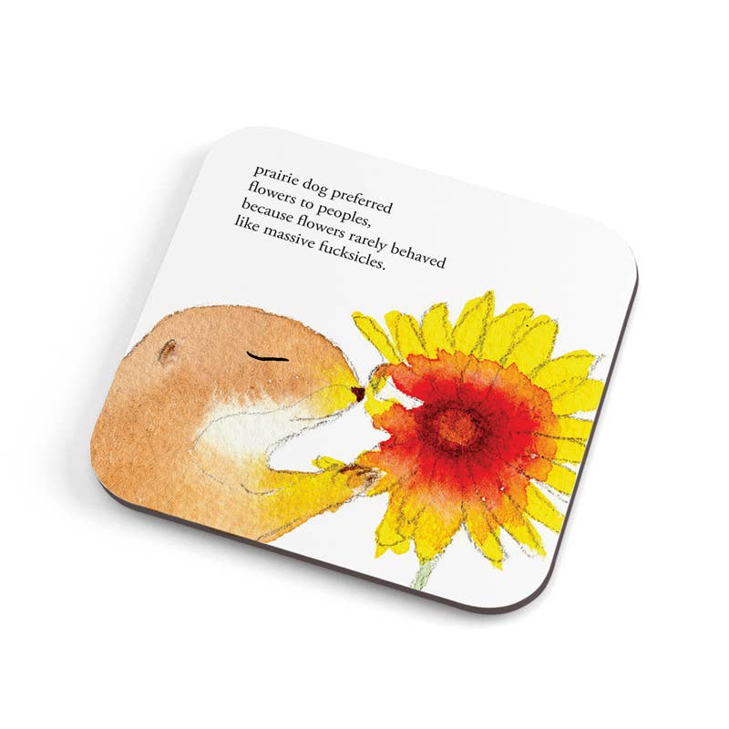 Prairie Dog Humor Coaster - cork backed and reusable!