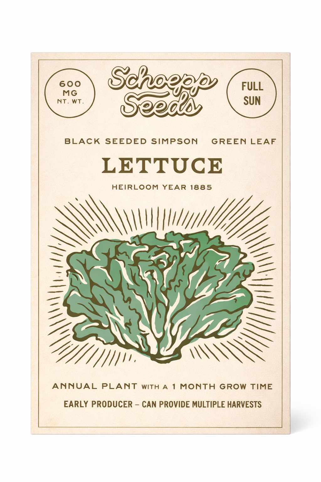 Lettuce, Heirloom Garden Seed Packets: Green