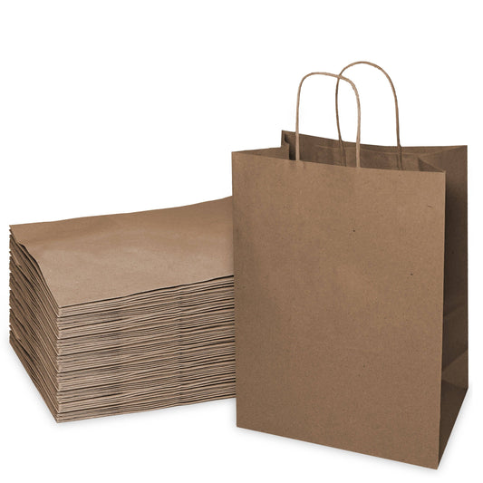 10x5x13 Medium Kraft Paper Gift Bags w/Twine Handles Brown: 50pcs