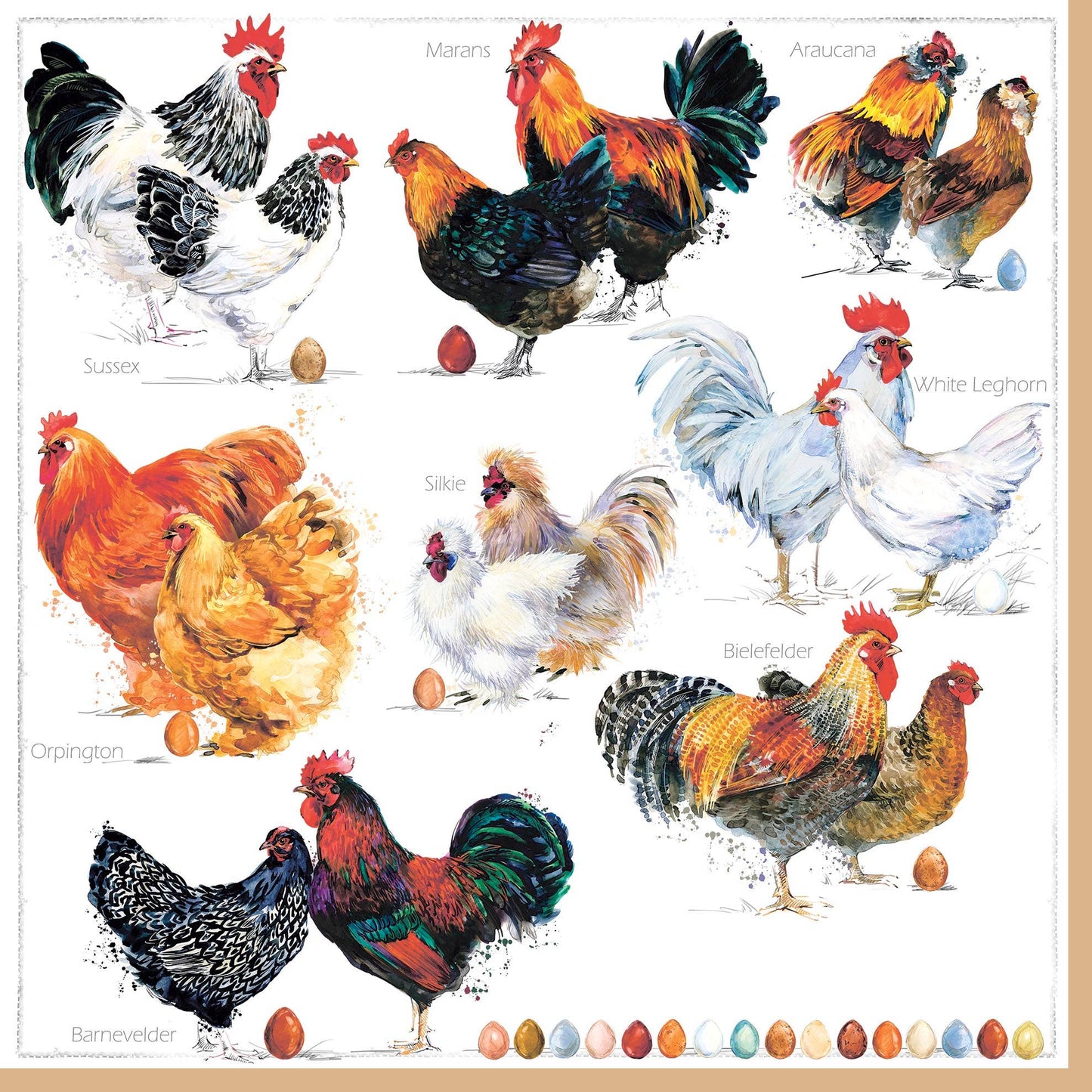 Chicken Collection Lunch Napkins - Farm Animals Napkins