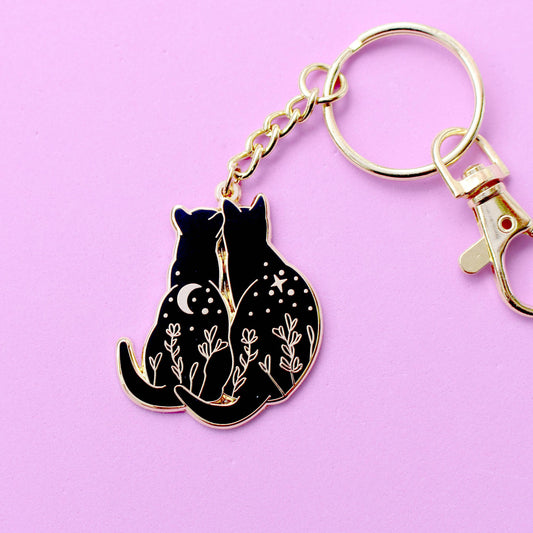 Stargazing Cats Keychain