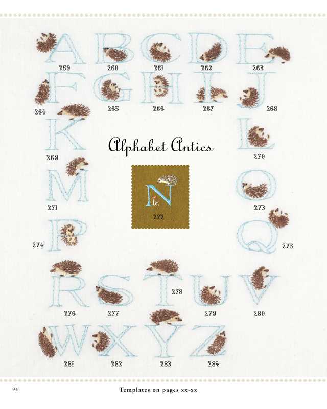 Alphabet Antics with hedgehog templates on a white background