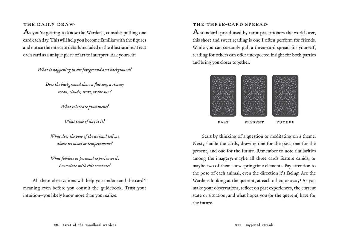 Instructions for a tarot card reading with text and three card illustrations on a white background.