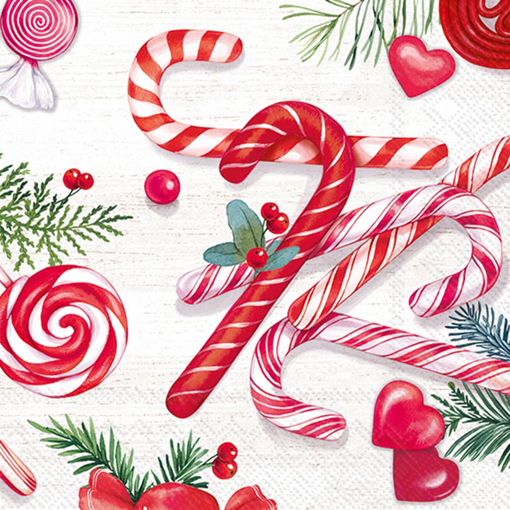 Candy Canes Christmas Paper Cocktail Napkins