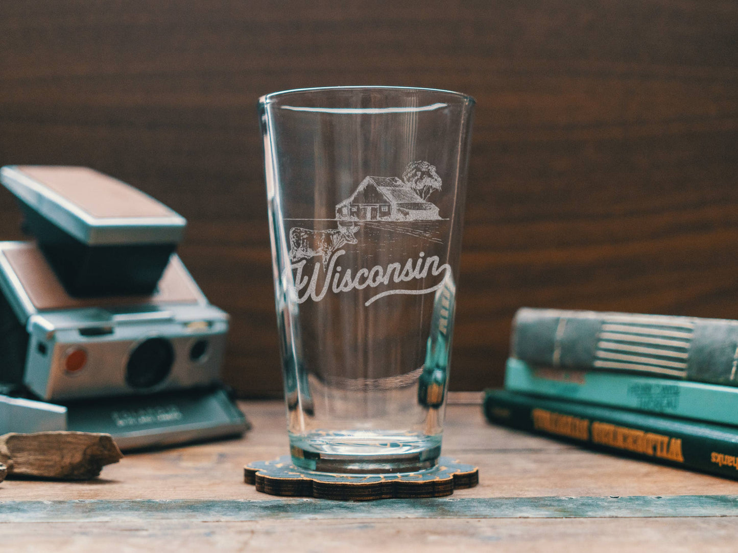 Wisconsin State Drinking Glasses: Beer Can ~16 oz