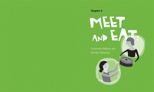 Book cover with 'Meet and Eat' on a green background
